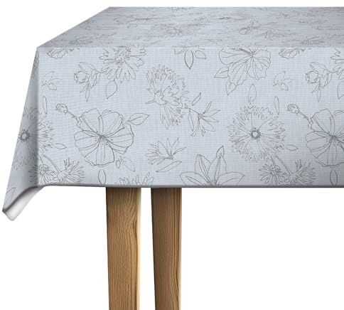 d-c-fix Wachstuchtischdecke – Palmas grau (150 x 250 cm oval) – Tischunterlage für Küchen- und Esstisch – lebensmittelechtes & abwaschbares Esstischset