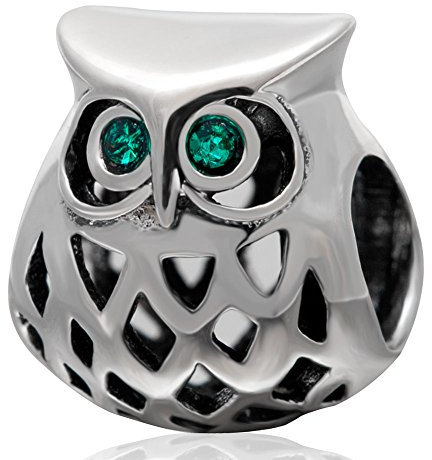 Eulen-Charm, 925er Sterlingsilber, Glücksbringer, Vogel für Pandora-Charm-Armband (D)
