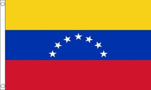 Flagmania® Venezuela - Bandiera Venezuela con 7 stelle, 150 cm x 90 cm, 100% poliestere + spilla da 59 mm