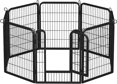 Yaheetech Parc pour Chiens Cage Chenils Chien 8 Panneaux Enclos en métal Clôture pour Chiot Rongeur Lapin Interieur Barriere Chien avec Porte 80 cm de Hauteur