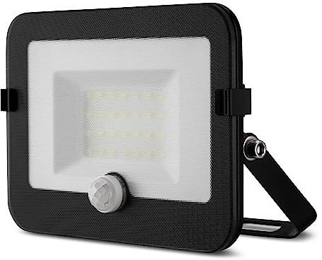REV MIRANO Außenlampe mit Bewegungsmelder – IP44, LED Lampe 20W, 1800lm, 6500K, Erfassungswinkel 90° auf 7m – schwarz