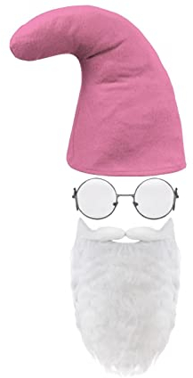 Alsino Zwerg Kostüme Fasching Zwergenmütze Zipfelmütze Spielzeug One Size Größe für Erwachsene mit weißem Bart und Brille KH-304 (pink)