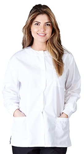 Natural Uniforms Women's Warm Up Jacket Medical Scrub Jacket (XS to 5XL) (Medium, White)