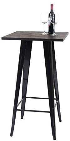 Mendler Stehtisch HWC-A73 inkl. Holz-Tischplatte, Bistrotisch Bartisch, Metall Industriedesign FSC® 107x60x60cm - schwarz