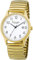 Eichmüller Klassische Herren-Armbanduhr aus Edelstahl 38 mm Echtleder/Metallarmband 5 ATM Quarz Tag und Datum, Weißgold/Mattes Flexband, mit Datum, Armband