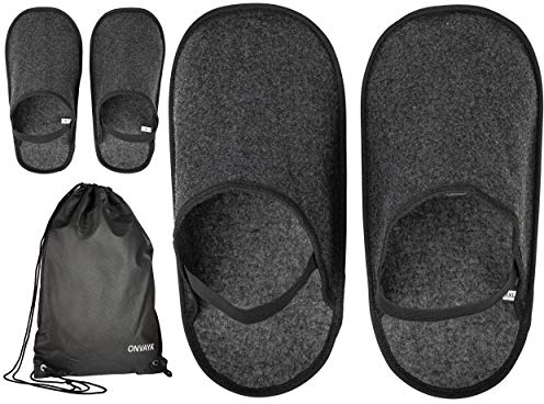 ONVAYA® Lot de 2 Paires de Pantoufles Artisanales en Feutre avec 2 Tailles