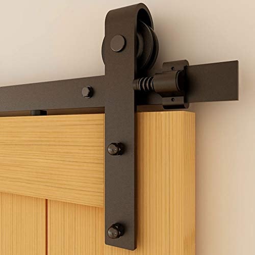 CCJH 167CM (5.5FT) Schiebetürbeschlag Set Schiebetürsystem Laufschiene für Schiebetür Hängeschiene für Einzelne Holztür