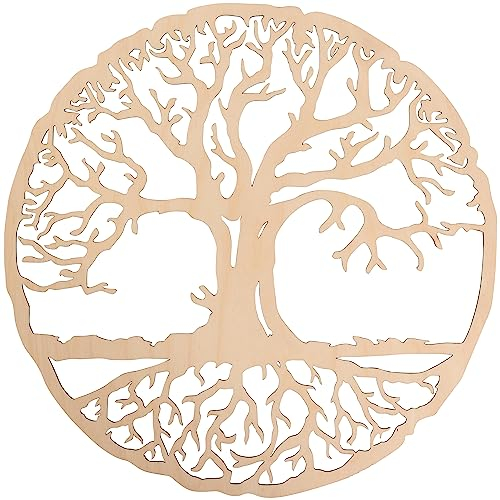 HOLZBIBER | Baum des Lebens, Lebensbaum | Made In Germany Holz Ausschnitt zum Aufhängen Fensterschmuck Wandschmuck | 30x30 cm
