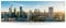BilderKing Wandbild Frankfurt Am Main Skyline - 150cm x 50cm Leinwand auf Fertigrahmen + Aufhänger
