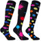 Miavogo 3 Paar Kompressionsstrümpfe für Damen, Kompressionssocken mit 20-30 mmHg Bunt Thrombosestrümpfe compression socks für Sport Laufen Reisen Flug（L/XL）