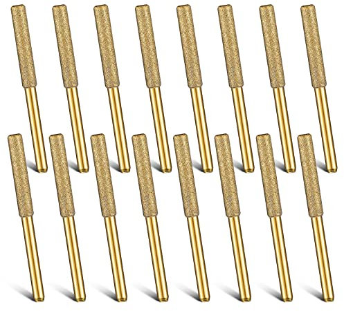 16 Pieces Titanium Plated Chainsaw Sharpener Golden Chainsaw Accessories Electric Diamond Chainsaw Sharpener Chain Sharpening Kit Diamond Sharpening Wheels for Chain Saw Stone Jewelry