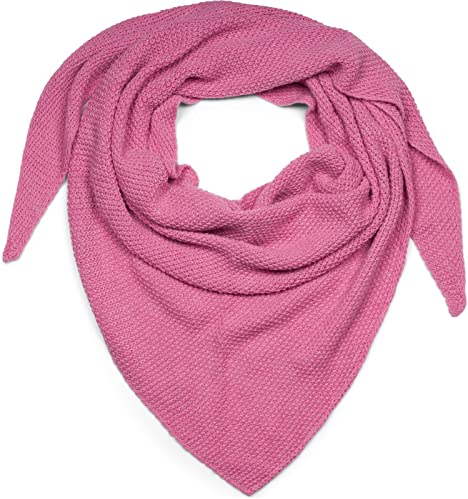 styleBREAKER Damen Strick Dreieckstuch | Weiches Schultertuch mit Reiskorn Muster | Unifarbenes Dreiecktuch aus Wolle Mix | Made in Italy | 190 x 72 cm, Farbe:Rosa