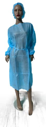 CAMICI IN TNT - 10 camici monouso 30 gr BLU + 10 cuffie (20, L)