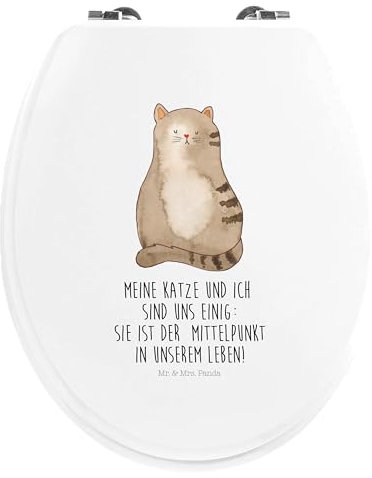 Mr. & Mrs. Panda Motiv WC Sitz Katze Sitzen - Geschenk, Kater, WC-Sitz, Katzenliebhaber, Klodeckel, Cat, Katzenmotiv, Katzen, Miau, Klobrille,