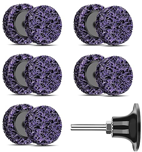 NuoDunco 10Pcs Strip Disc 50mm Rust Removal Wheel with 1/4 inch Holder for Die Grinder Electric Rotary Tools, 2-inch Strips Paint Abrasive Grinding Discs Rust Removal Cleaning Tool