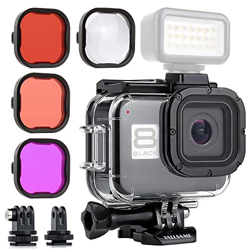 YALLSAME Waterproof Case Housing for GoPro Hero 8 Black Dive Case with Diving Filter Set 60 Metres Underwater Photography Protective Scuba Diving Snorkeling Accessories Kit for Go Pro 8 Black