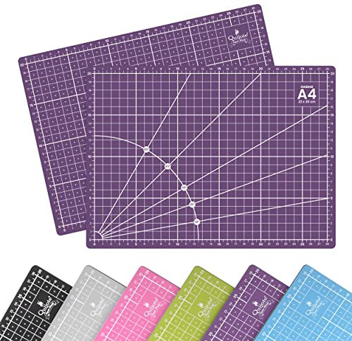 BASE DE CORTE QUIJOTE PAPER WORLD - Tamaño A4, 6 colores básicos, Patchwork, Guías de corte, cicatrización rápida, 3mm espesor, planchas para cortar - MORADO 1 UNIDAD
