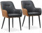 CLIPOP Esszimmerstühle 2er Set mit Armlehne Kunstleder Grau-Braun, Gepolstert Küchenstuhl, Sessel Esszimmerstuhl Loungesessel Wohnzimmer Empfangstühle für Esszimmer Küche