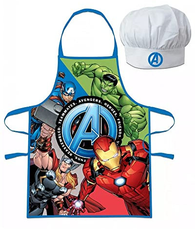 lau-fashion Avengers Kinder Superheld Kochschürze Jungen Kindergarten Iron Schule Backset