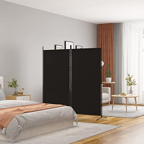 Tidyard 2-TLG. Paravent Raumteiler Klappbar Hintergrundwand Trennwand spanische Wand Raumtrenner Balkon Sichtschutz Stellwand Umkleide Freistehend Faltbar Schwarz 175x180 cm Stoff