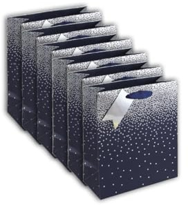 Clairefontaine 30861-3Cpack - Packung 6 Geschenktasche - Tüte Excellia, Kollektion Sternenregen auf blauem Hintergrund, Format M (21,5x10,2x25,3 cm), 210g, geeignet für Geschenke, Blau, 1 Pack