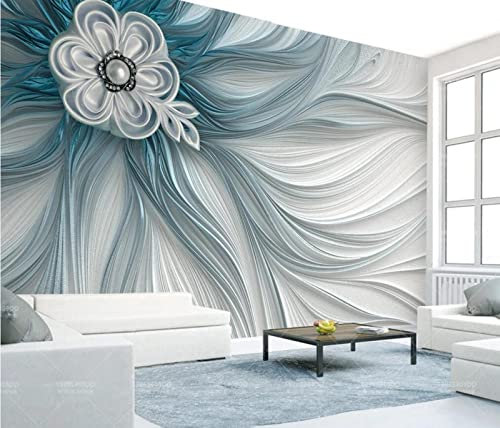 Papier Peint Panoramique Lignes Florales En Relief Papier Peint 3D Personnalisés Intissé Décoration Murale 430x300cm