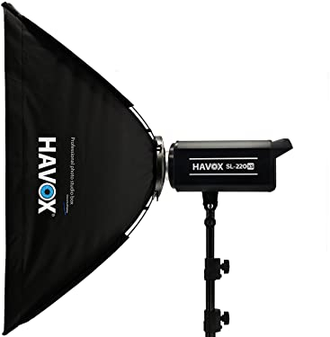 HAVOX - SL-220XS - Softbox Dauerlicht 220 W Foto Video 5600 K - CRI97+ / TLCI97+ / Bowens Befestigung - Professionelle Fotostudio-Beleuchtung mit digitaler Anzeige