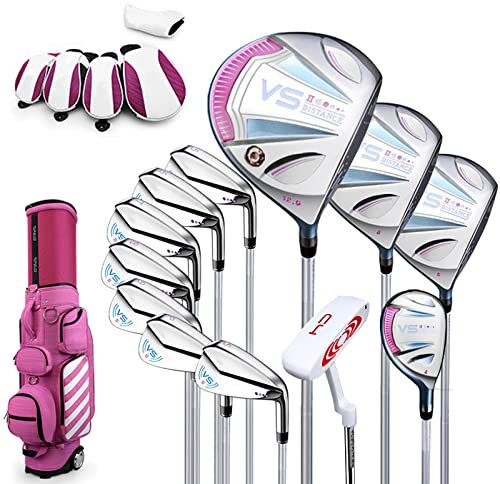 ANOUSH Golfschläger-Set, Carbonschaft-Komplettset, 12 Sets, einschließlich 3 Hölzer, 7 Eisen, 1 Putter, 1 Eisenholz, 1 Tasche, Damen-Golfschläger-Set für die rechte Hand