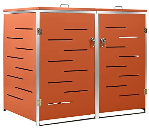 vidaXL Edelstahl Mülltonnenbox für 2 Tonnen 138x77,5x115,5 cm, Grau