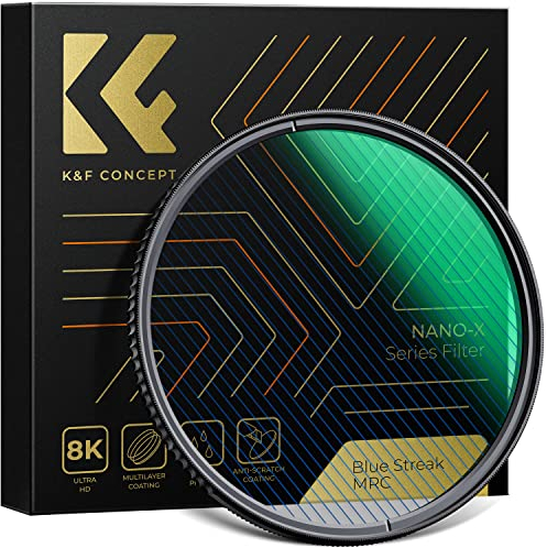 K&F Concept 58mm Blue Streak Filter Filtre Effet Anamorphique Filtre Diffusion Créatif Cinématographique HD Fin Nano-Revêtements Étanche pour Objectif