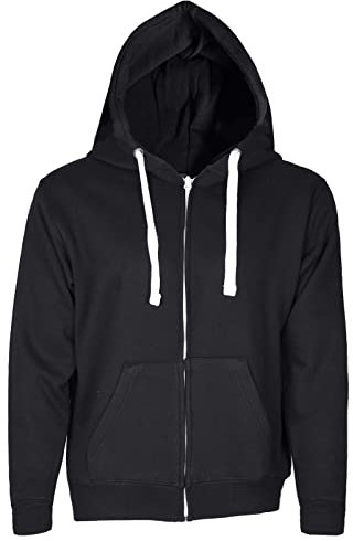 True Face Classic Men’s Hoodie | Comfortable Zip-Up Hooded Top | Long Sleeve Jacket with Ribbed Cuff | Hoodies are Ideal Weekend Wear Black - With White Cord S