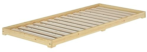 Erst-Holz®Bettrahmen Futon Bodenbett extra niedriges Unterschiebbett 90x190 Kiefer lackiert V-60.47K-09-190Rollrost inkl.