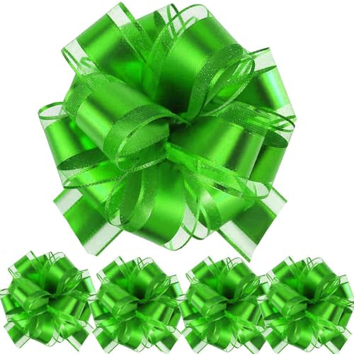 Geschenk Schleife, 5 Stück Große Schleife Riesen Schleife Geschenk. Große Pull Bow für Auto Dekor Hochzeit New Houses Party Feier Geschenkschleife Tüten-Grün
