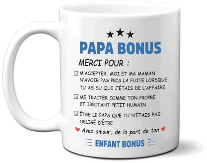 Mug Cadeau Pour Beau-papa Papa-Bonus - Tasse Idée Cadeau Pour Beau-père Papa Bonus Noël Anniversaire Fête des Pères