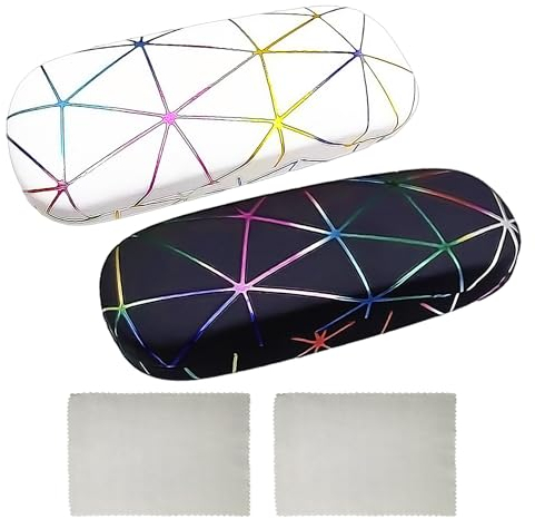 NyxSeat Set di 2 custodie per occhiali personalizzate con stracci, rigide e alla moda, per uomini e studenti, vario, 161 mm lang, 62 mm breit, 40 mm hoch