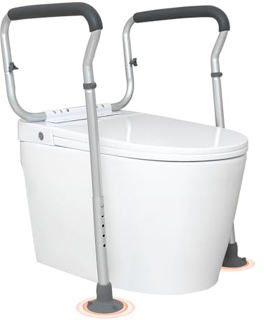 VEVOR Toilet Safety Rail, Bathroom Toilet Seat Frame, Adjustable Width & Height Fit Most Toilets, Supports 300lbs, Toilet Handles Grab Bars with Padded Armrests for Handicap, Disabled, Seniors