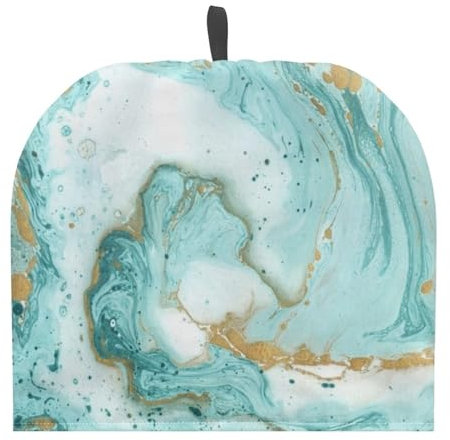 SCRAWLGOD Teal Marble Print Tea Insulated Cosy Tea Pot Home Kitchen Decorative Extra Thick Wedding Tea Pot Kitchen Accessory Tea Pot Cover Keep Tea Warm Dust Proof