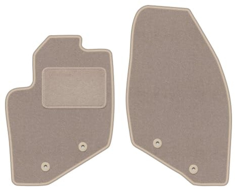 Velours-Fußmatten vorne passend für Volvo V70 II 2000-2007, Beige, LUX | passend für Kombi; Velours-Teppich (Polypropylen), ca. 6,5 mm; rutschfest, runde Befestigungen (Typ VLV)
