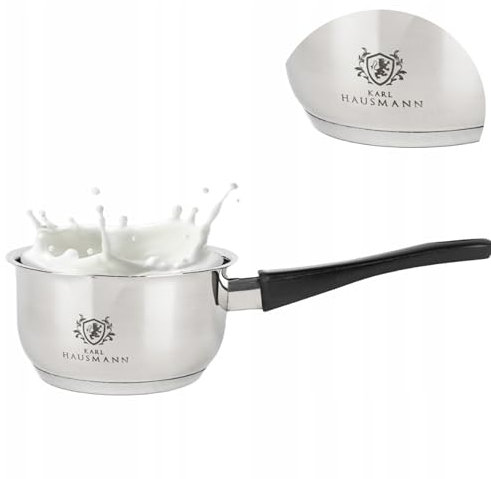 KARL HAUSMANN Pentolino Latte Induzione - 14 cm - 1.2L - Casseruola Acciaio Inox - Pentola Piccola per Induzione, Gas, Elettrica e in Vetroceramica - Manico in Bakelite - Bollilatte - Scaldalatte
