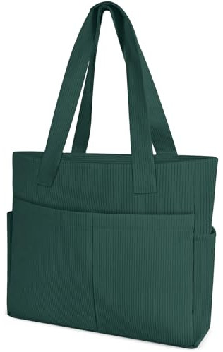 KUOGAS Shopper Tasche Damen, große Cord Tasche mit Reißverschluss, Beuteltasche und Tote Bag Damen, geeignet zum Einkaufen, Reisen, Arbeiten und für die Schule