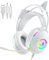 fesoklaf Gaming-Kopfhörer mit Mikrofon, süßes RGB-Kabel-Headset mit Mikrofon mit Geräuschunterdrückung, Over-Ear-Ohrhörer mit Katzenohren für Gamer/PC/Streamer/Cosplay (Weiß)