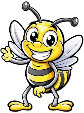 iSecur Coole Biene Auto-Aufkleber 10 cm selbstklebend gelb - kfz800 | Konturgeschnittener Bienen-Sticker, Auto Deko für Wohnwagen Motorradhelm Kinderzimmer, UV-Laminat, waschanlagengeeignet