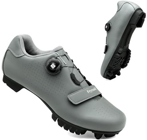 Feyenold Fahrradschuhe Herren Mountainbike Schuhe Damen MTB Radsport Schuhe Kompatibel mit SPD Cleats Grey 37 EU