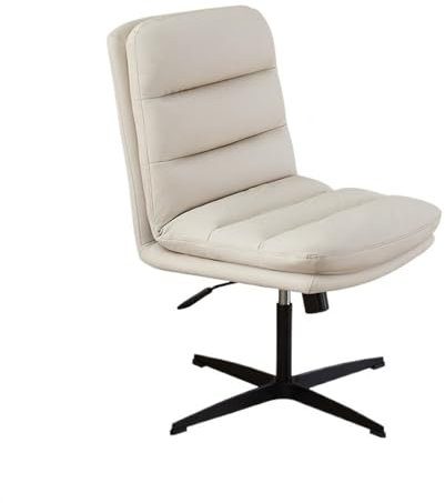 ZKALQECNF Siege de Bureau Chaise de Bureau exécutive sans accoudoir Chaise de Bureau en Cuir PU avec Roues Chaise de Bureau Ergonomique Fauteuil de Bureau(Blanc)