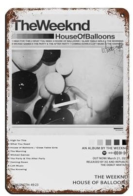 The Weeknd Poster House of Balloons, Albumcover, Poster, Blechschild, Vintage, Metall, Pub, Club, Café, Bar, Zuhause, Wandkunst, Dekoration, Poster, Retro, 20 x 30 cm