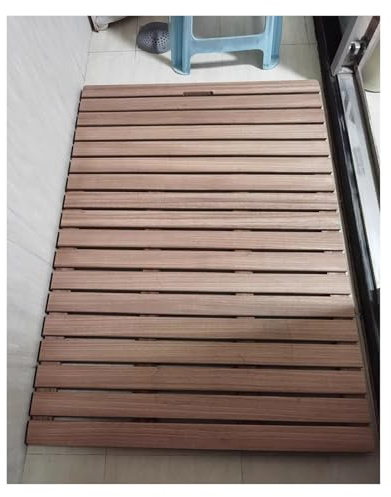 Genérico Alfombrilla de baño de Madera de Teca, Antideslizante, Grande, para Ducha a RAS de Suelo, para Uso doméstico y Comercial, de Madera Resistente, para Cabina de Ducha o Caravana, Tabla de duch