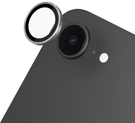 RhinoShield Protection d'objectif en verre trempé 9H compatible avec [iPhone 16e] | Résistance aux chocs et aux rayures, haute clarté, protection anti-éclats, technologie anti-buée - Argent