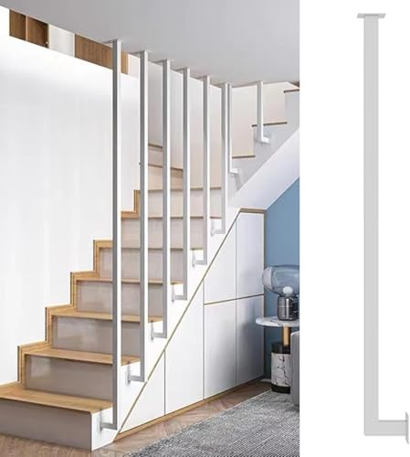 SAFWELAU Parapetto Ringhiera per scale Ringhiera per Scale Regolabile in Metallo, Colonnine Moderne con Montaggio a Parete e Soffitto per Attici, Design Contemporaneo per Interni Casa e Studio(White,H