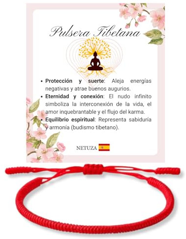 Netuza Bracciale in filo rosso tibetano - intrecciato a mano | nodo infinito buddista per protezione e buona fortuna | Amuleto spirituale, Filo
