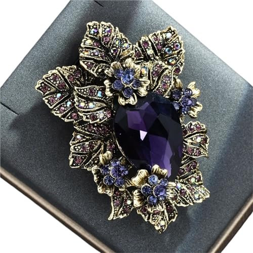 Broche Fleur Grandes broches de broche de fleur en cristal violet for costume de femme